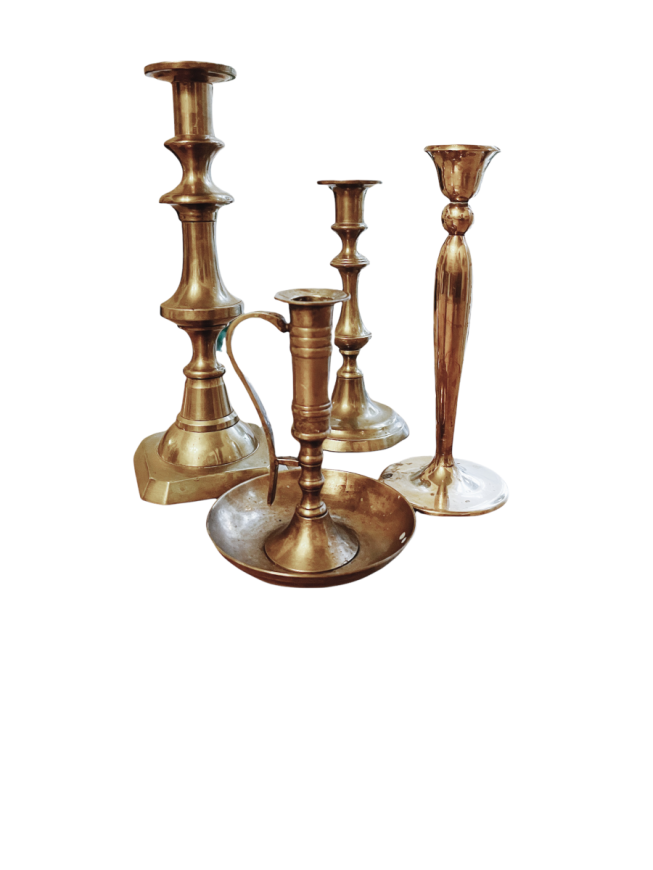 Vintage Brass Taper Candle Holders, mixed styles